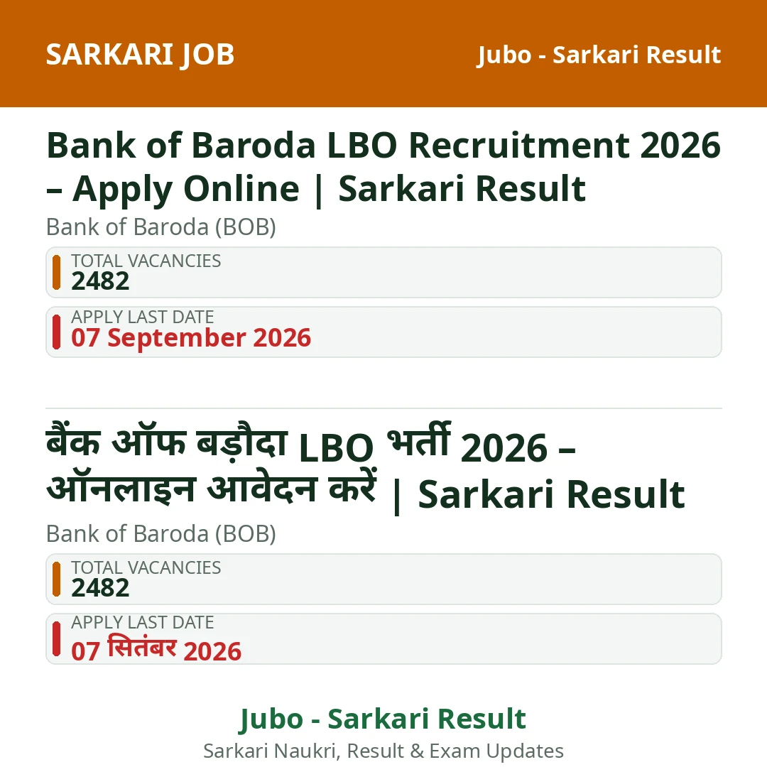 Bank of Baroda LBO Recruitment 2026 – Apply Online | Sarkari Result