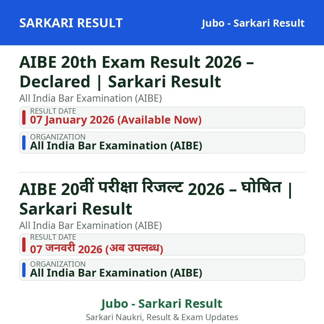 AIBE 20th Exam Result 2026 – Declared | Sarkari Result