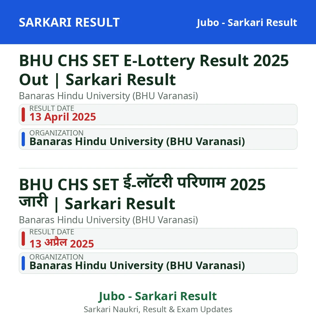 BHU CHS SET E-Lottery Result 2025 Out | Sarkari Result