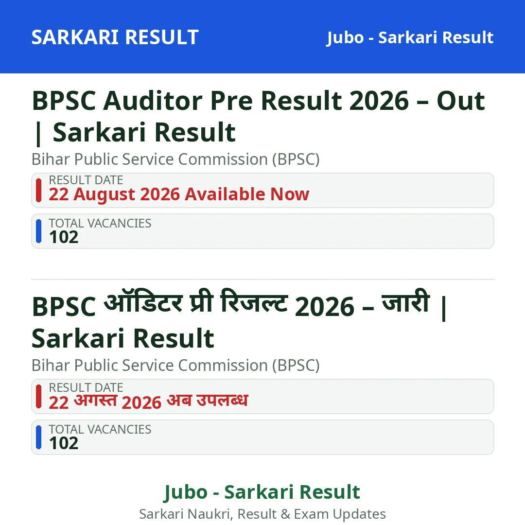 BPSC Auditor Pre Result 2026 – Out | Sarkari Result