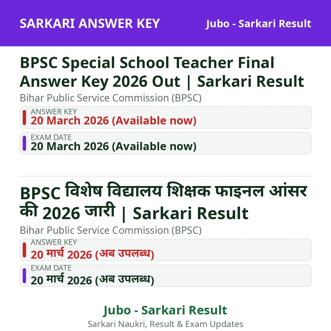 BPSC Special School Teacher Final Answer Key 2026 Out | Sarkari Result