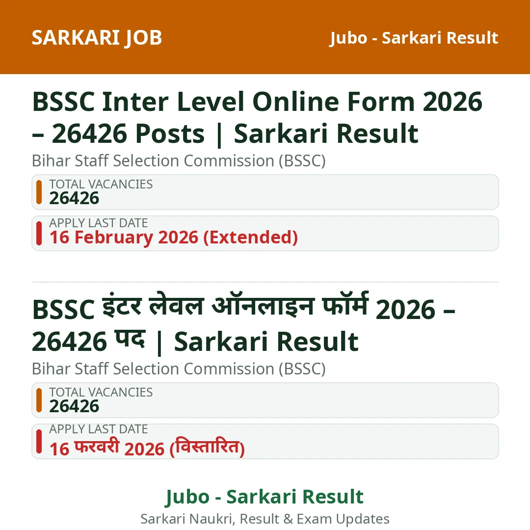 BSSC Inter Level Online Form 2026 – 26426 Posts | Sarkari Result