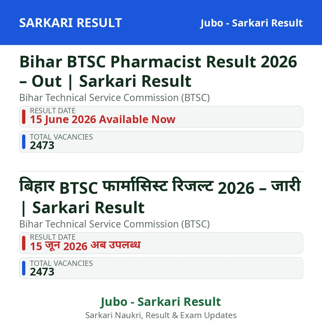 Bihar BTSC Pharmacist Result 2026 – Out | Sarkari Result