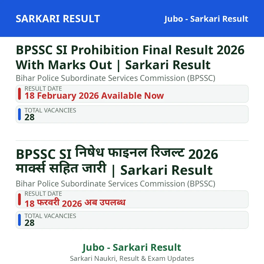 BPSSC SI Prohibition Final Result 2026 With Marks Out | Sarkari Result