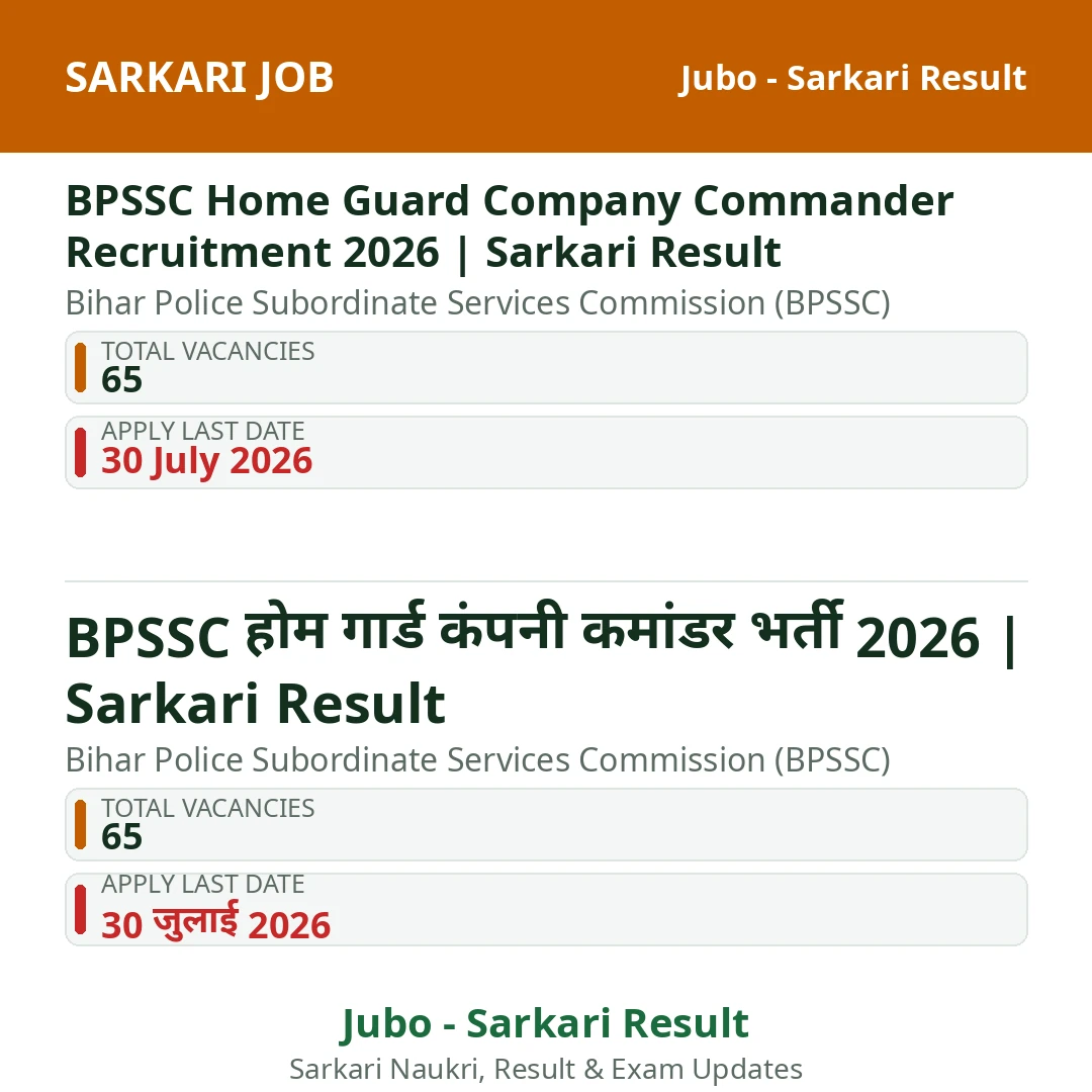 BPSSC Home Guard Company Commander Recruitment 2026 | Sarkari Result