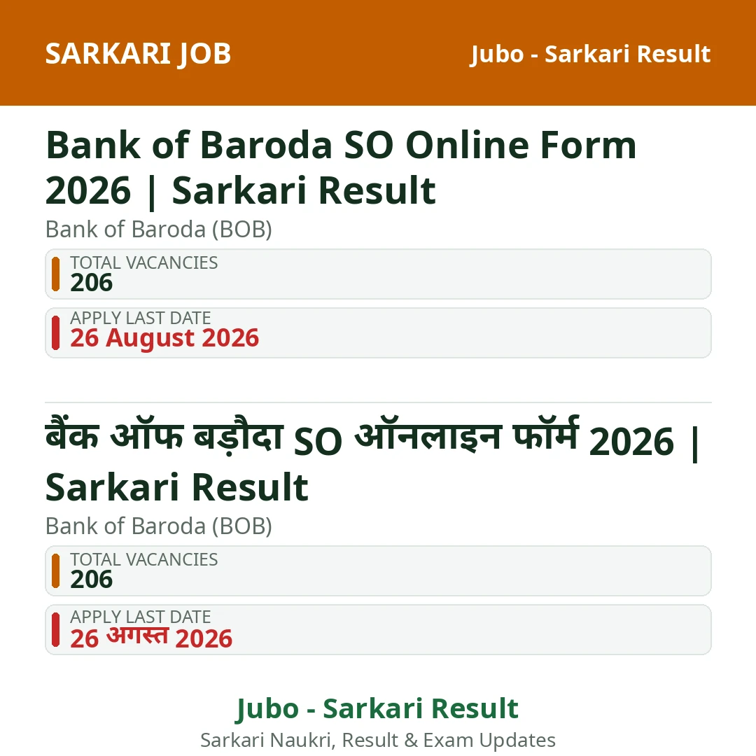 Bank of Baroda SO Online Form 2026 | Sarkari Result