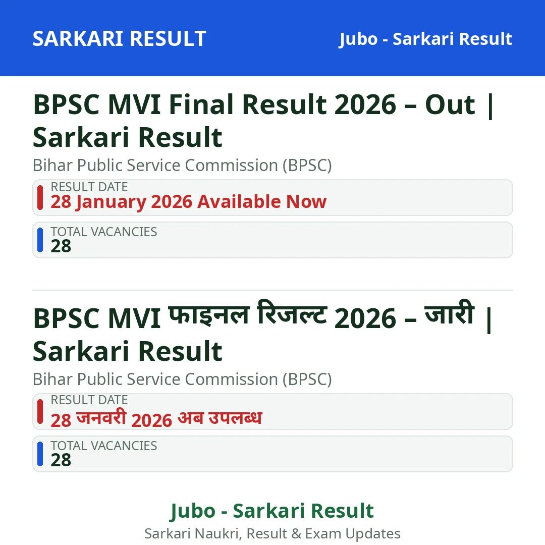 BPSC MVI Final Result 2026 – Out | Sarkari Result