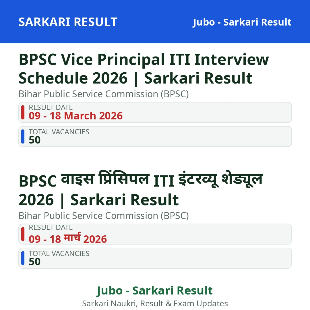 BPSC Vice Principal ITI Interview Schedule 2026 | Sarkari Result
