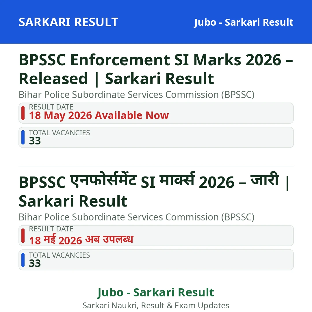 BPSSC Enforcement SI Marks 2026 – Released | Sarkari Result