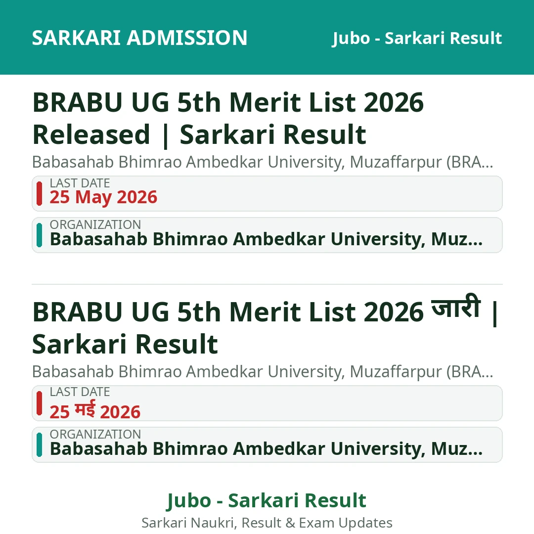 BRABU UG 5th Merit List 2026 Released | Sarkari Result