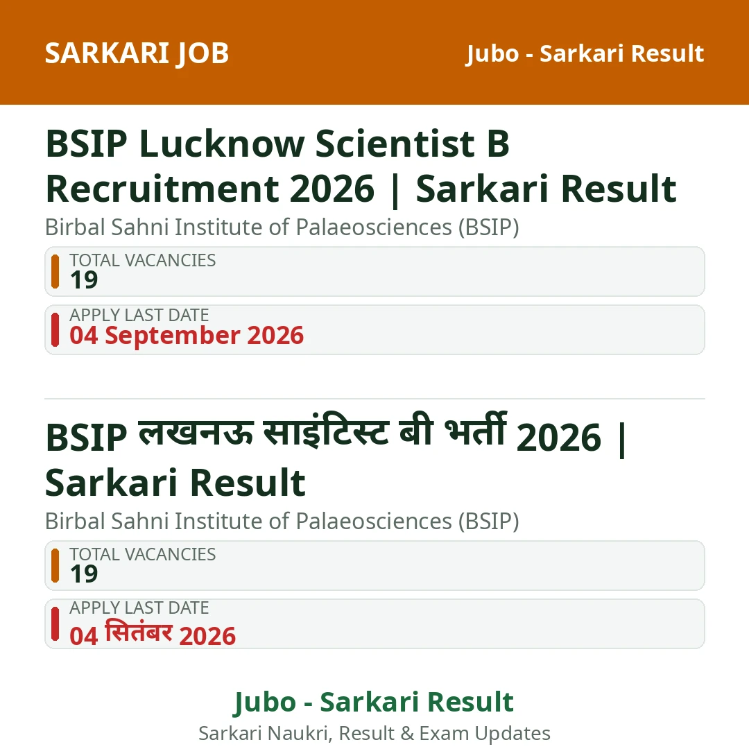 BSIP Lucknow Scientist B Recruitment 2026 | Sarkari Result