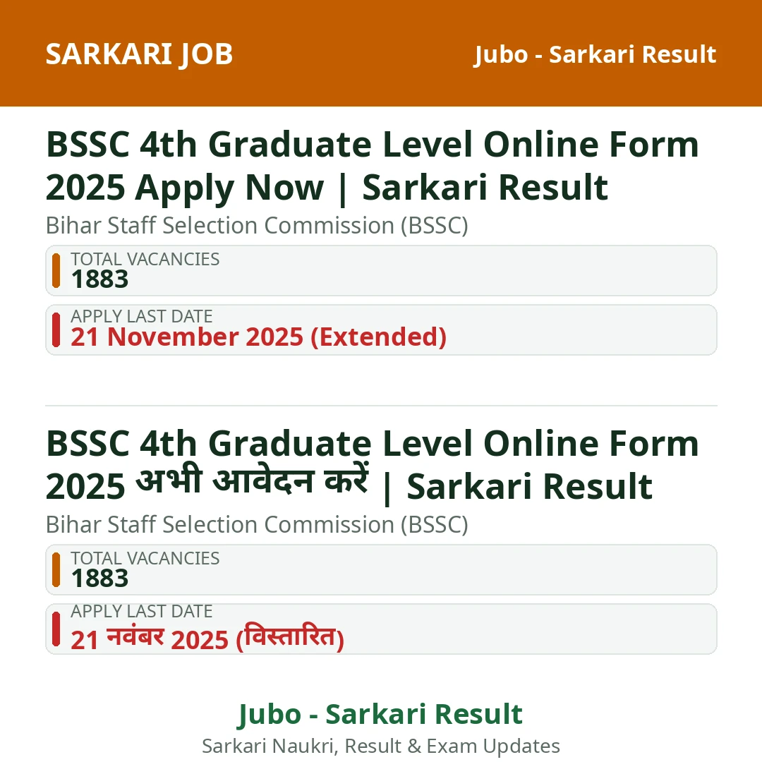 BSSC 4th Graduate Level Online Form 2025 Apply Now | Sarkari Result