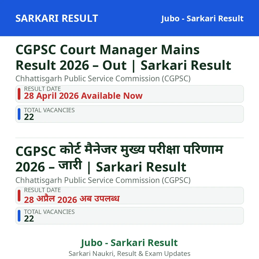 CGPSC Court Manager Mains Result 2026 – Out | Sarkari Result