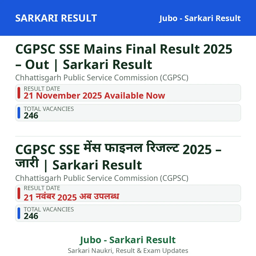 CGPSC SSE Mains Final Result 2025 – Out | Sarkari Result