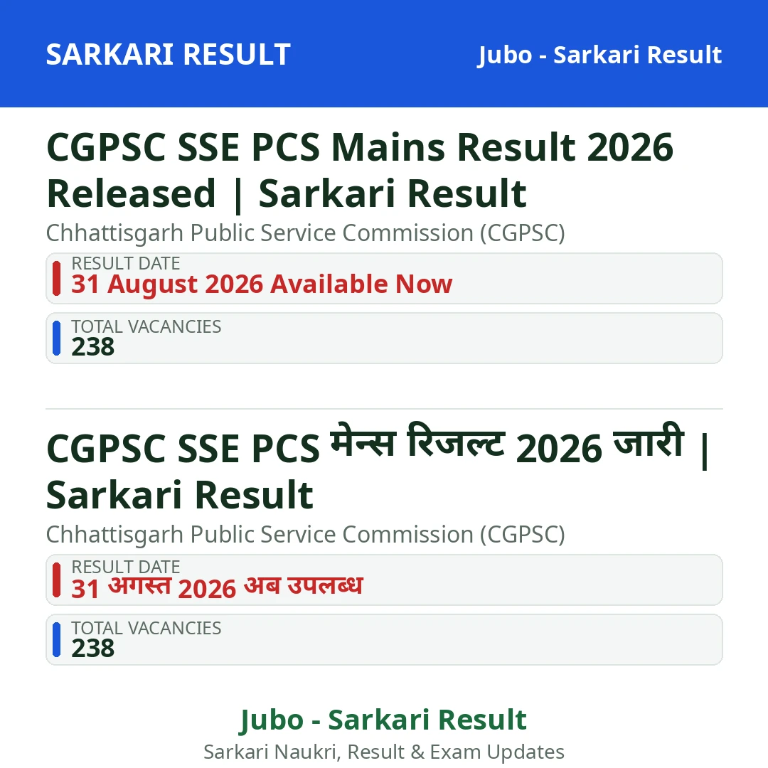 CGPSC SSE PCS Mains Result 2026 Released | Sarkari Result