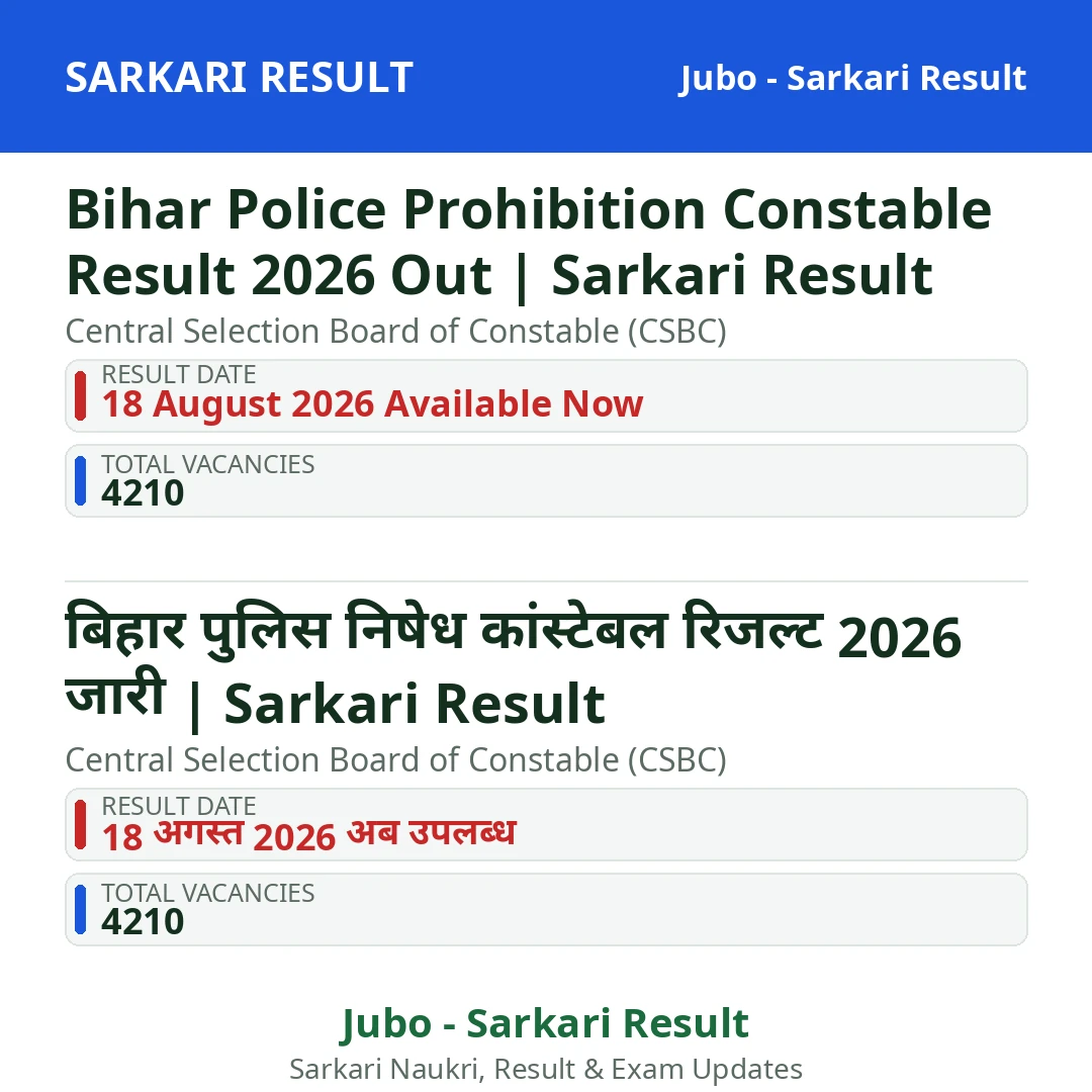 Bihar Police Prohibition Constable Result 2026 Out | Sarkari Result