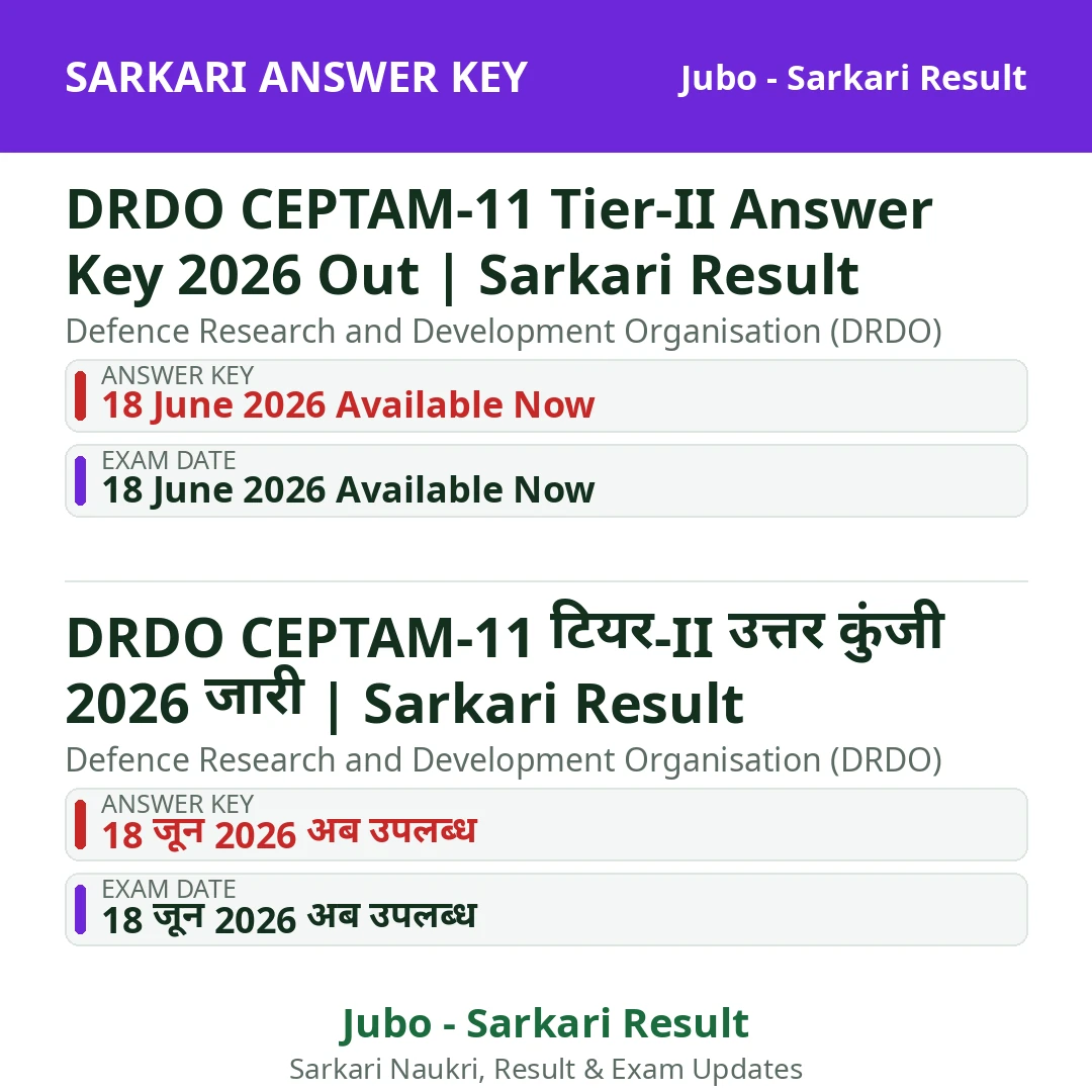 DRDO CEPTAM-11 Tier-II Answer Key 2026 Out | Sarkari Result
