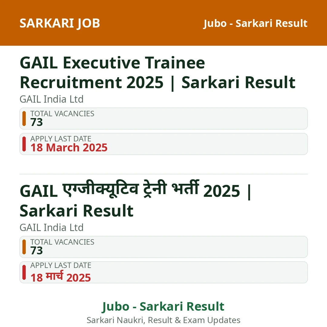 GAIL Executive Trainee Recruitment 2025 | Sarkari Result
