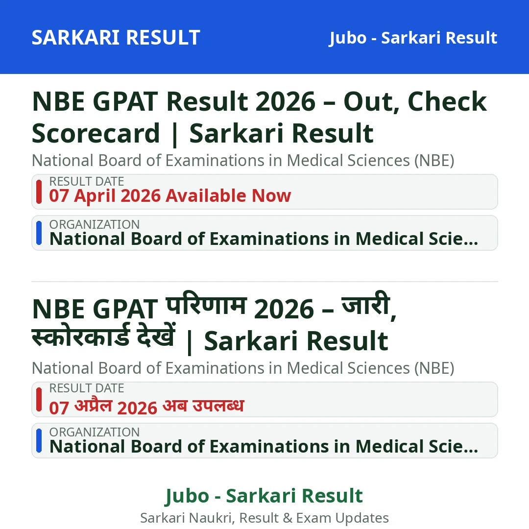 NBE GPAT Result 2026 – Out, Check Scorecard | Sarkari Result
