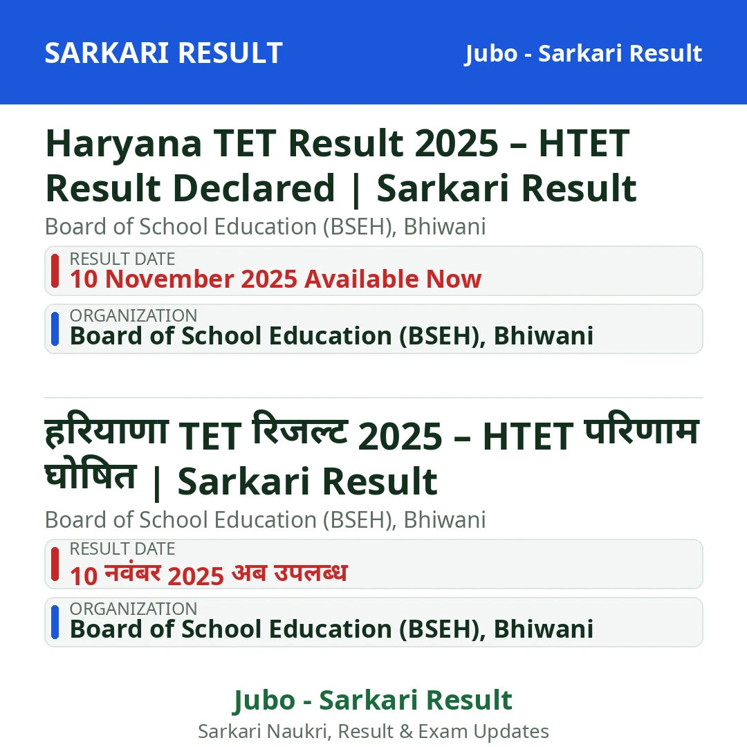 Haryana TET Result 2025 – HTET Result Declared | Sarkari Result