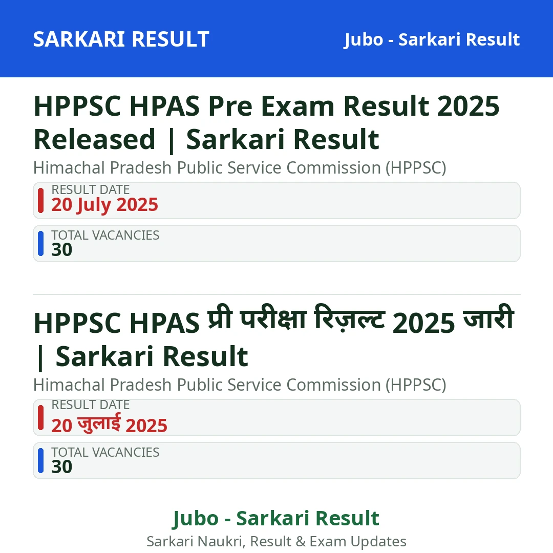 HPPSC HPAS Pre Exam Result 2025 Released | Sarkari Result