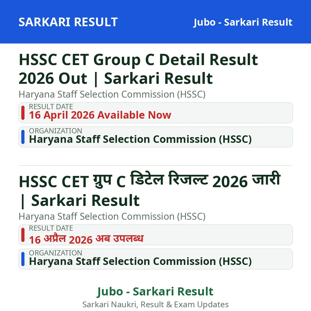 HSSC CET Group C Detail Result 2026 Out | Sarkari Result