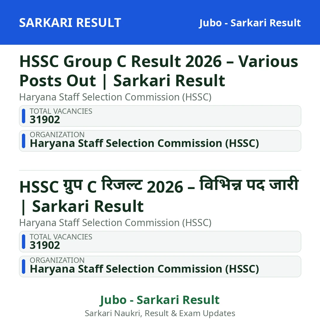 HSSC Group C Result 2026 – Various Posts Out | Sarkari Result