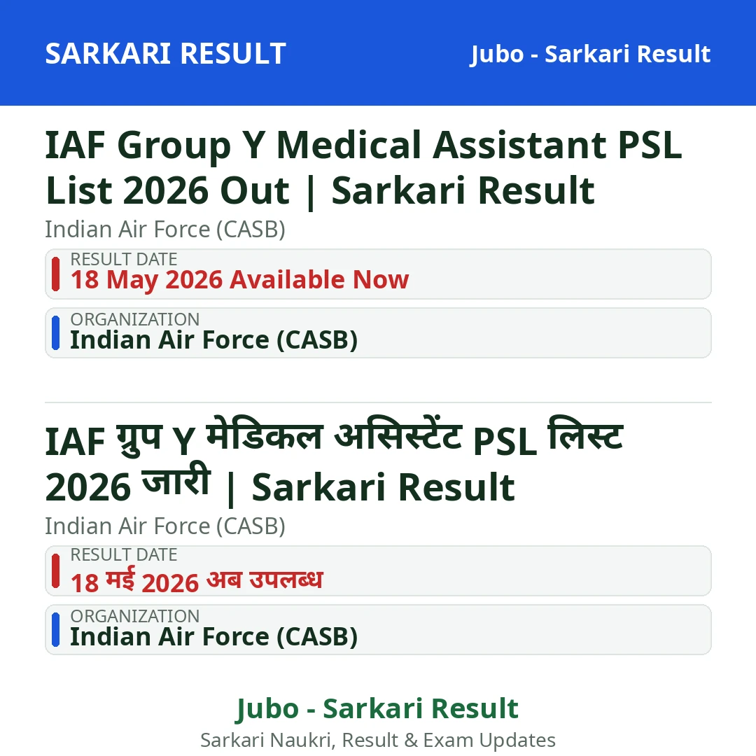 IAF Group Y Medical Assistant PSL List 2026 Out | Sarkari Result