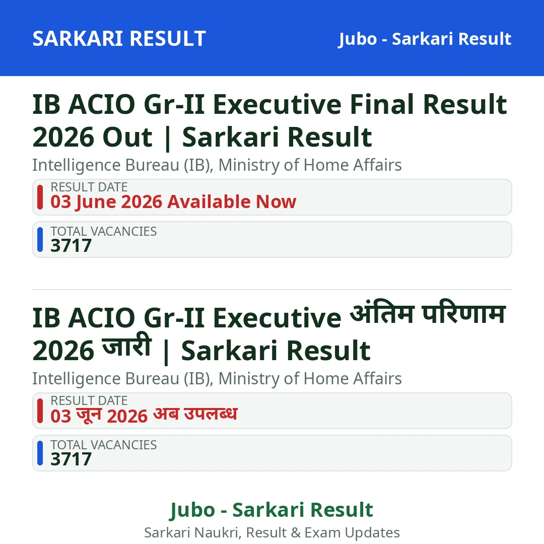 IB ACIO Gr-II Executive Final Result 2026 Out | Sarkari Result