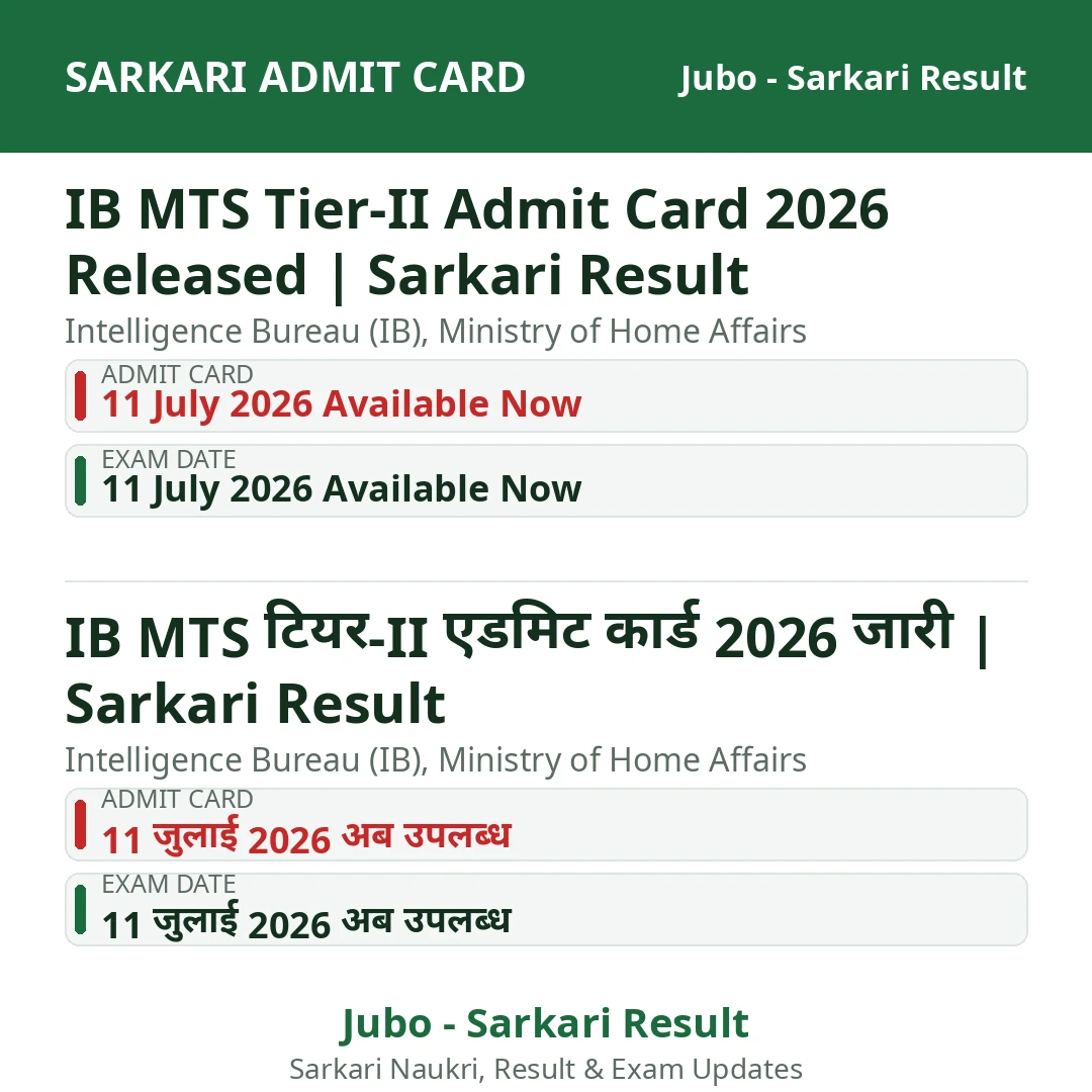 IB MTS Tier-II Admit Card 2026 Released | Sarkari Result