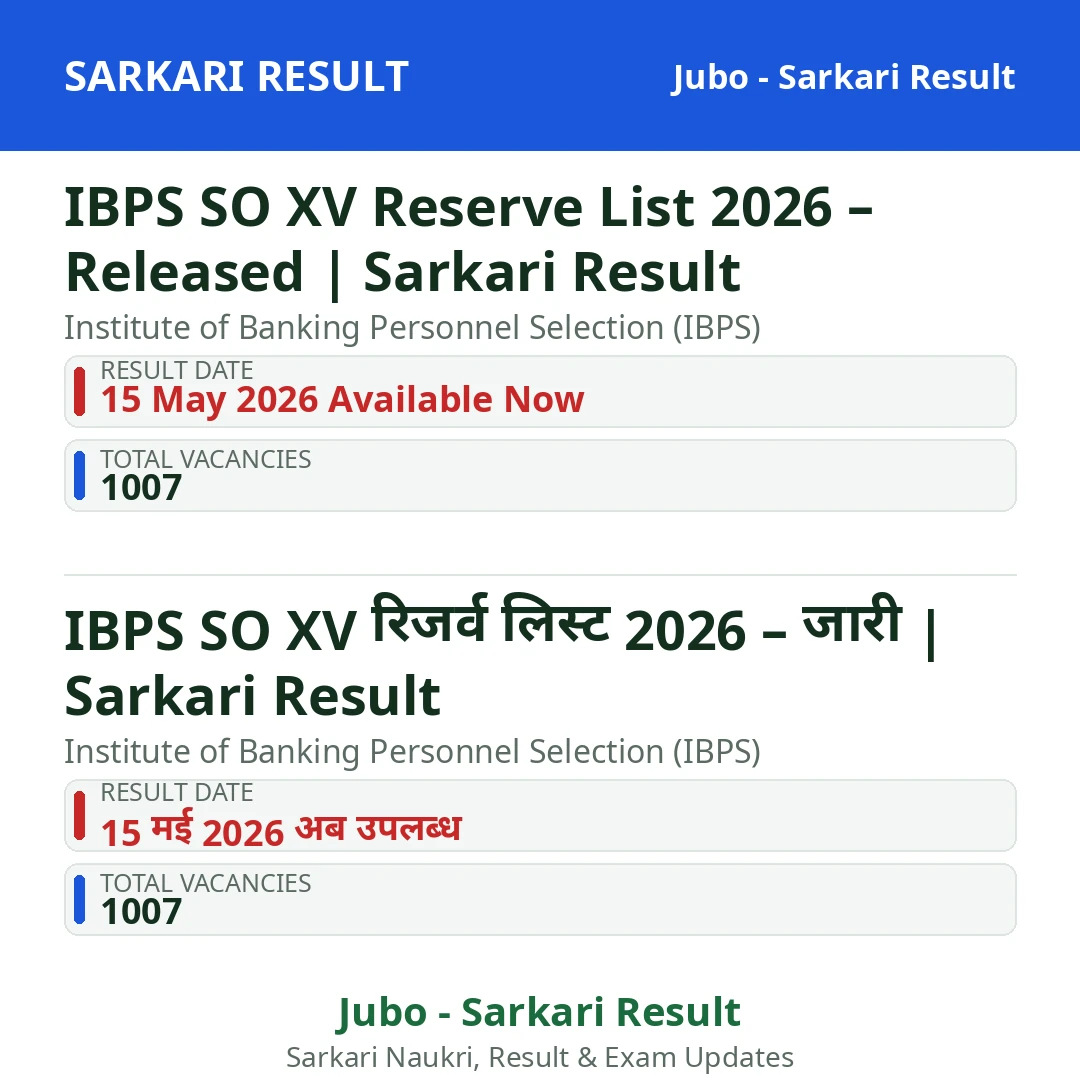 IBPS SO XV Reserve List 2026 – Released | Sarkari Result