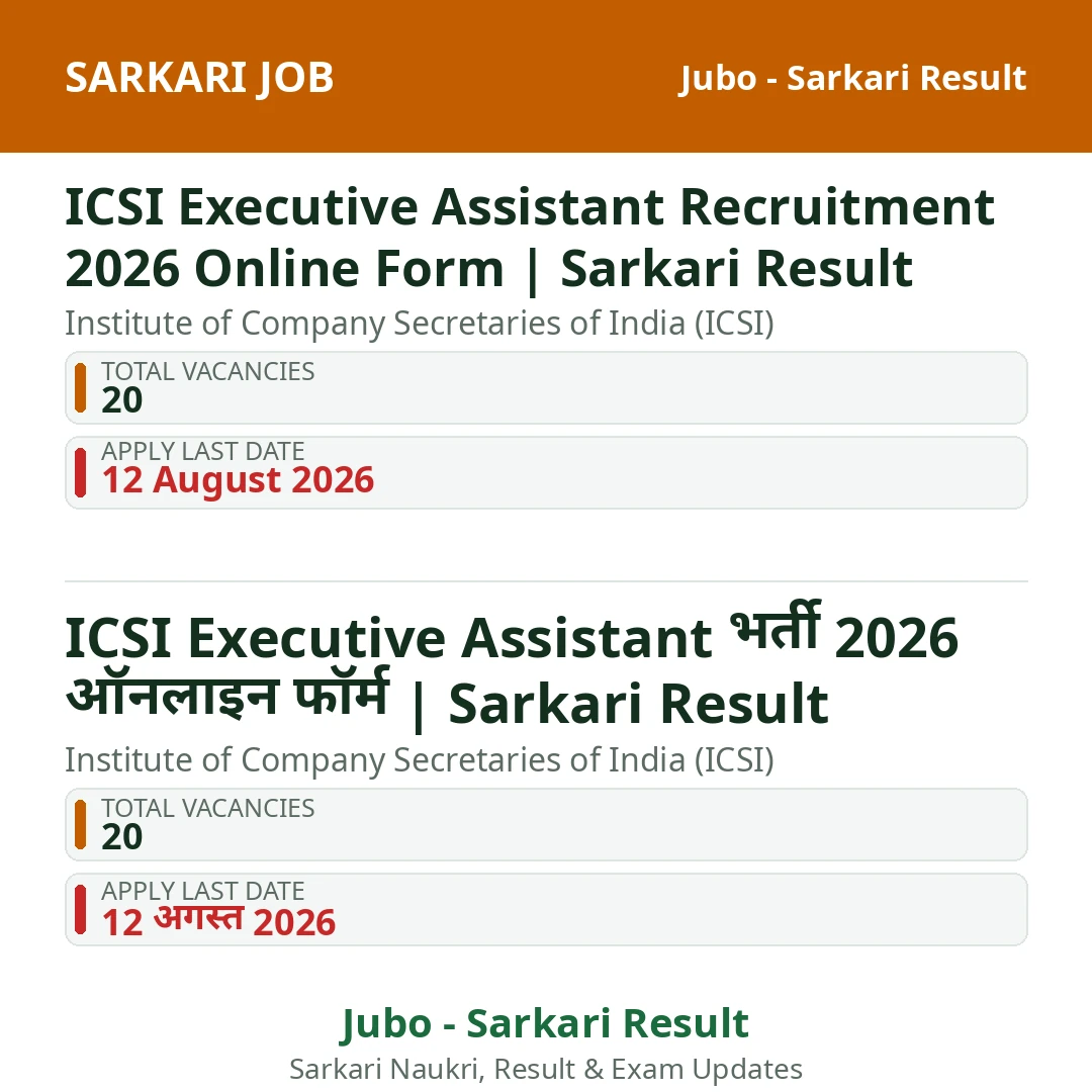 ICSI Executive Assistant Recruitment 2026 Online Form | Sarkari Result
