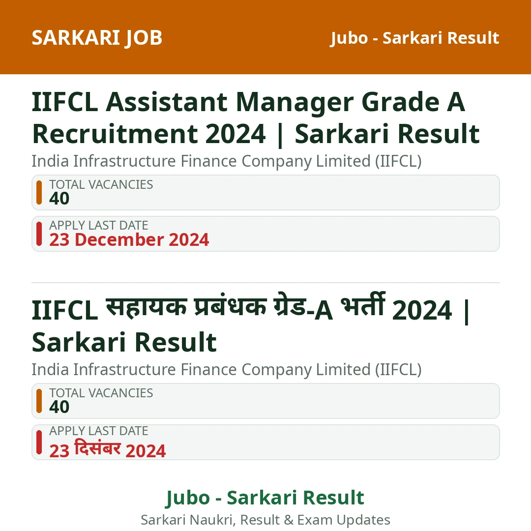 IIFCL Assistant Manager Grade A Recruitment 2024 | Sarkari Result