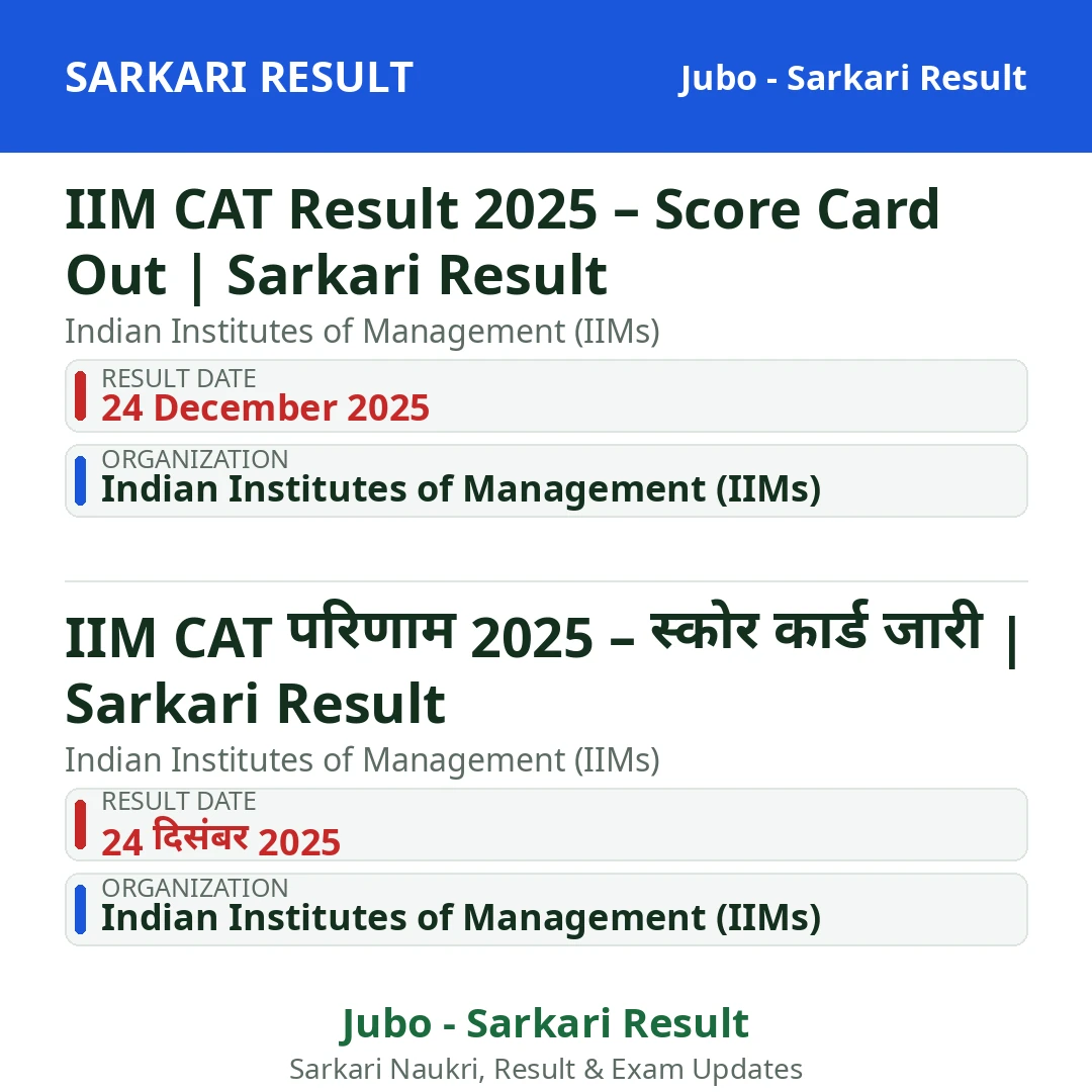 IIM CAT Result 2025 – Score Card Out | Sarkari Result