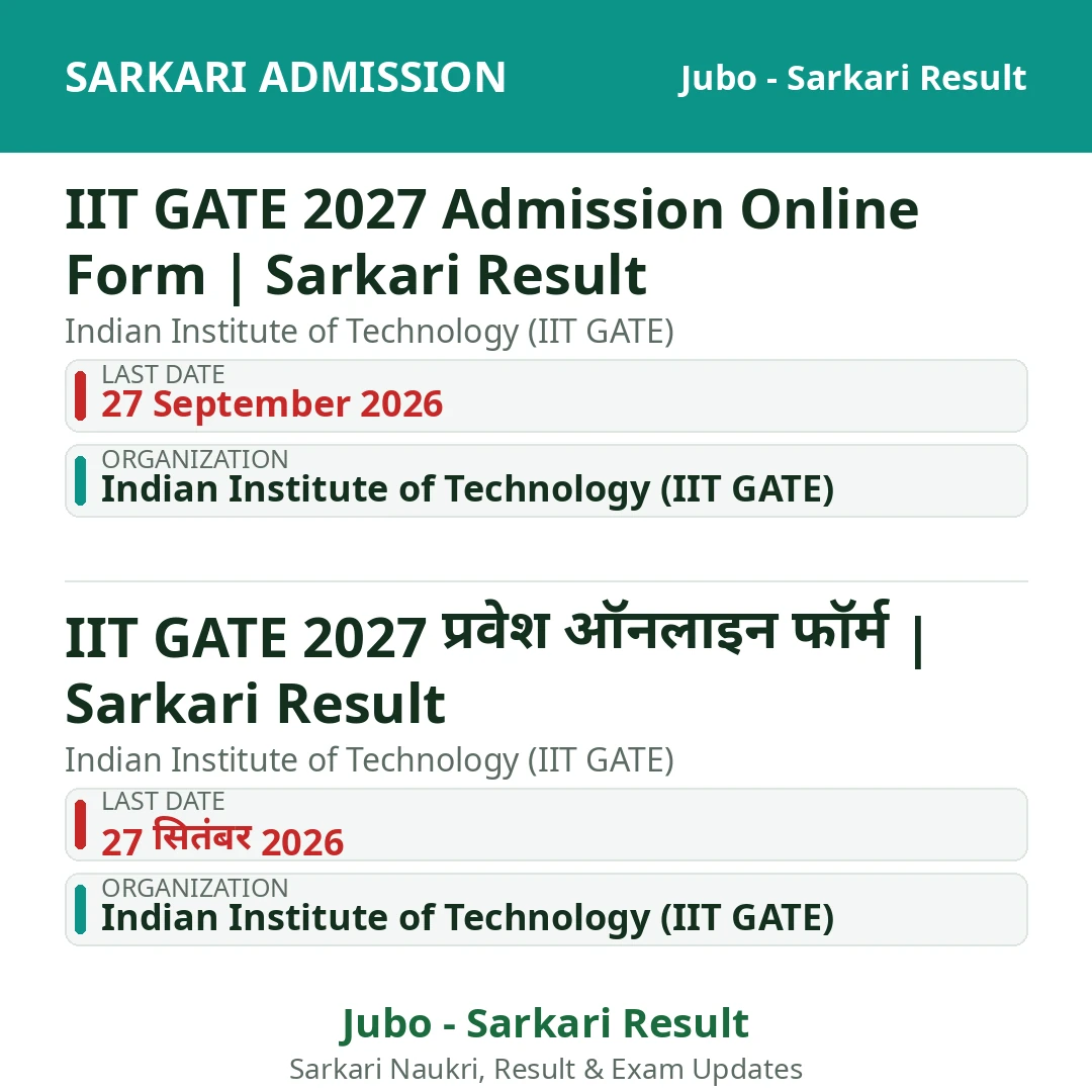 IIT GATE 2027 Admission Online Form | Sarkari Result