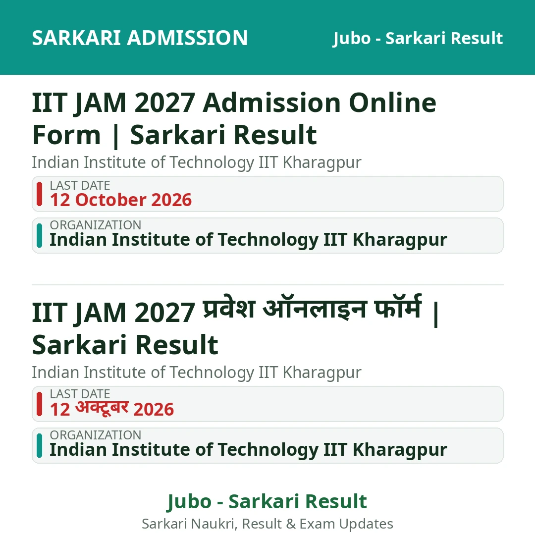 IIT JAM 2027 Admission Online Form | Sarkari Result