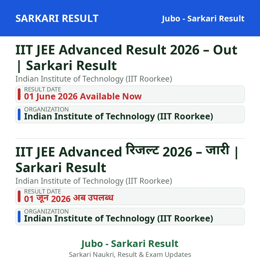 IIT JEE Advanced Result 2026 – Out | Sarkari Result