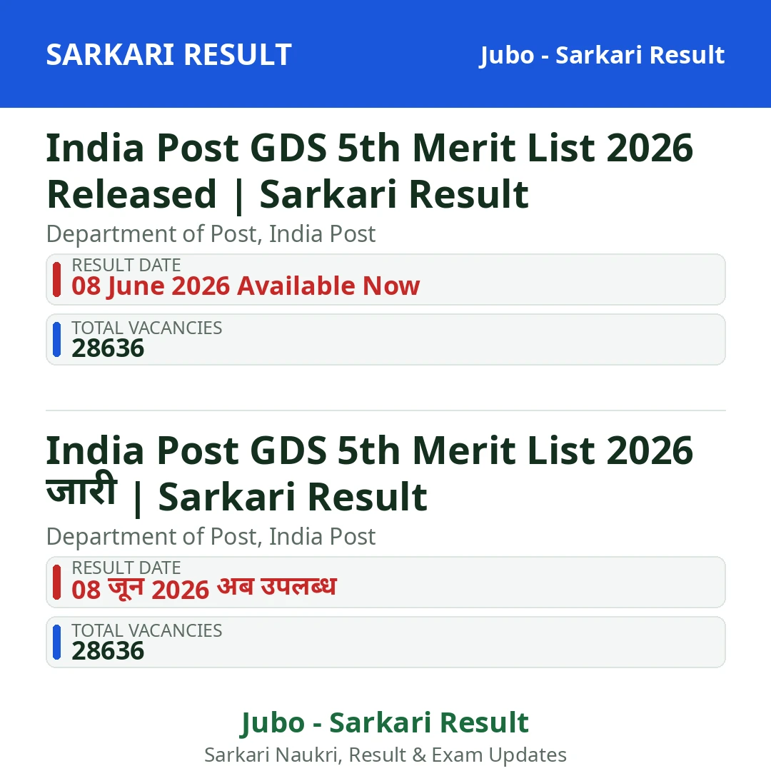 India Post GDS 5th Merit List 2026 Released | Sarkari Result