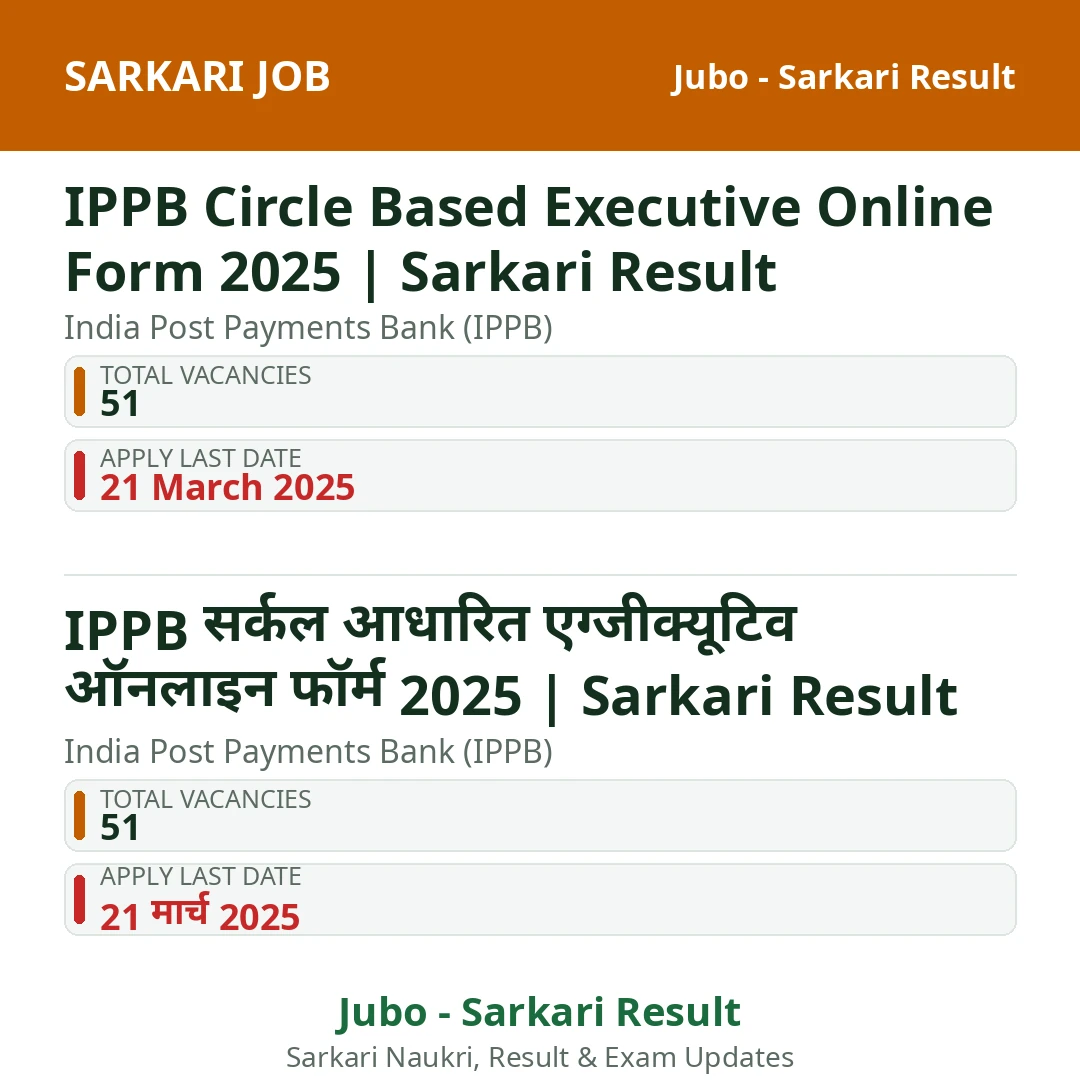 IPPB Circle Based Executive Online Form 2025 | Sarkari Result