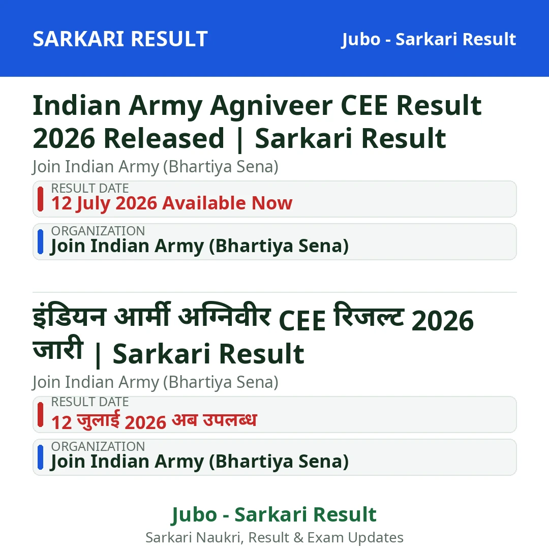 Indian Army Agniveer CEE Result 2026 Released | Sarkari Result