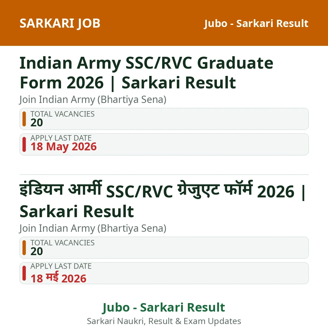 Indian Army SSC/RVC Graduate Form 2026 | Sarkari Result
