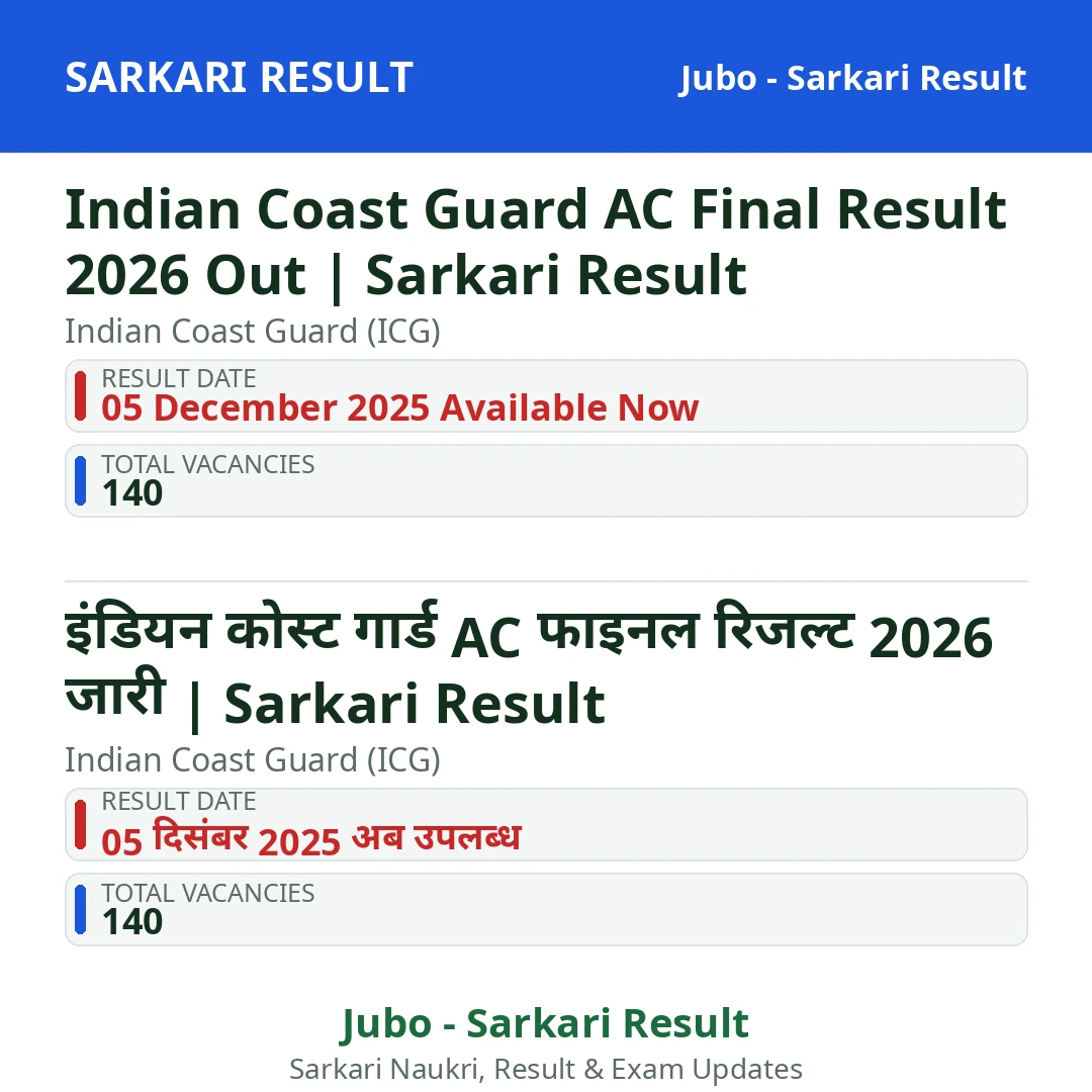 Indian Coast Guard AC Final Result 2026 Out | Sarkari Result
