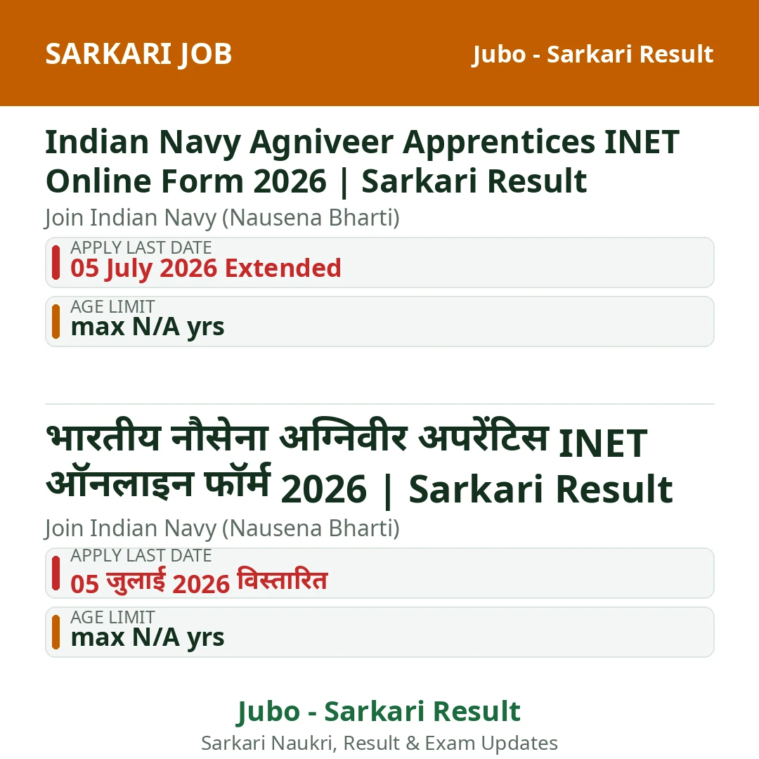 Indian Navy Agniveer Apprentices INET Online Form 2026 | Sarkari Result