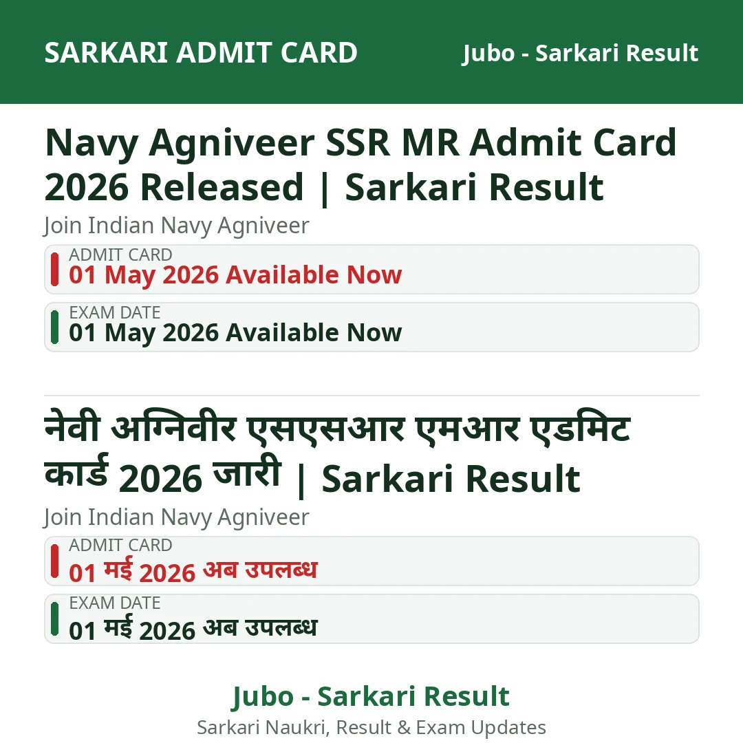 Navy Agniveer SSR MR Admit Card 2026 Released | Sarkari Result