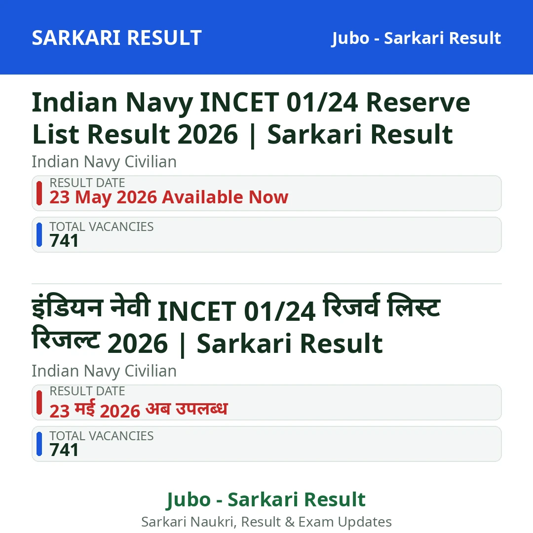 Indian Navy INCET 01/24 Reserve List Result 2026 | Sarkari Result