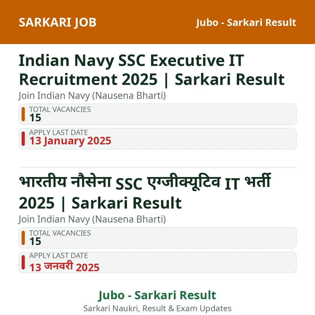 Indian Navy SSC Executive IT Recruitment 2025 | Sarkari Result