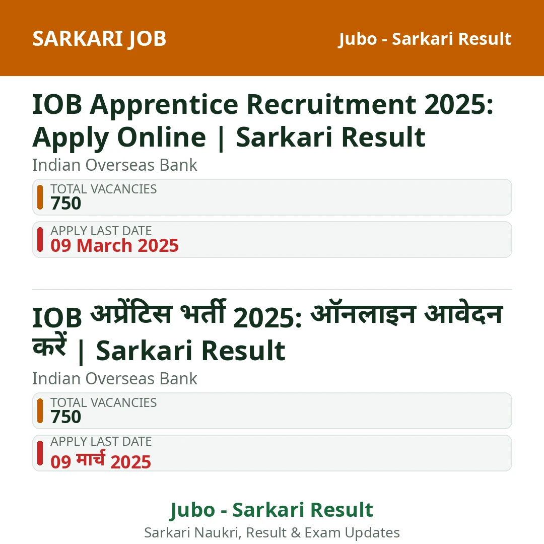IOB Apprentice Recruitment 2025: Apply Online | Sarkari Result