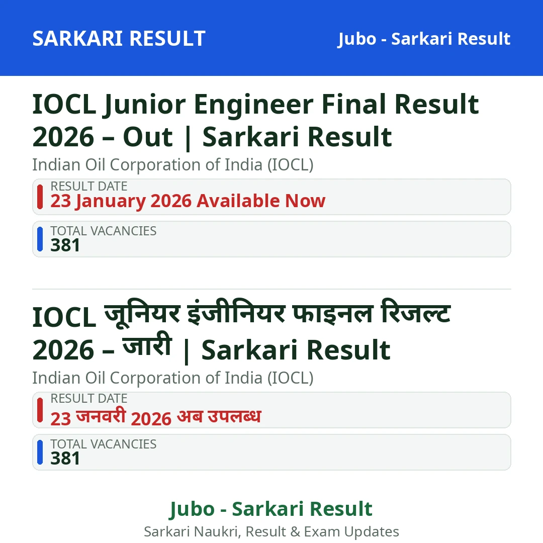 IOCL Junior Engineer Final Result 2026 – Out | Sarkari Result