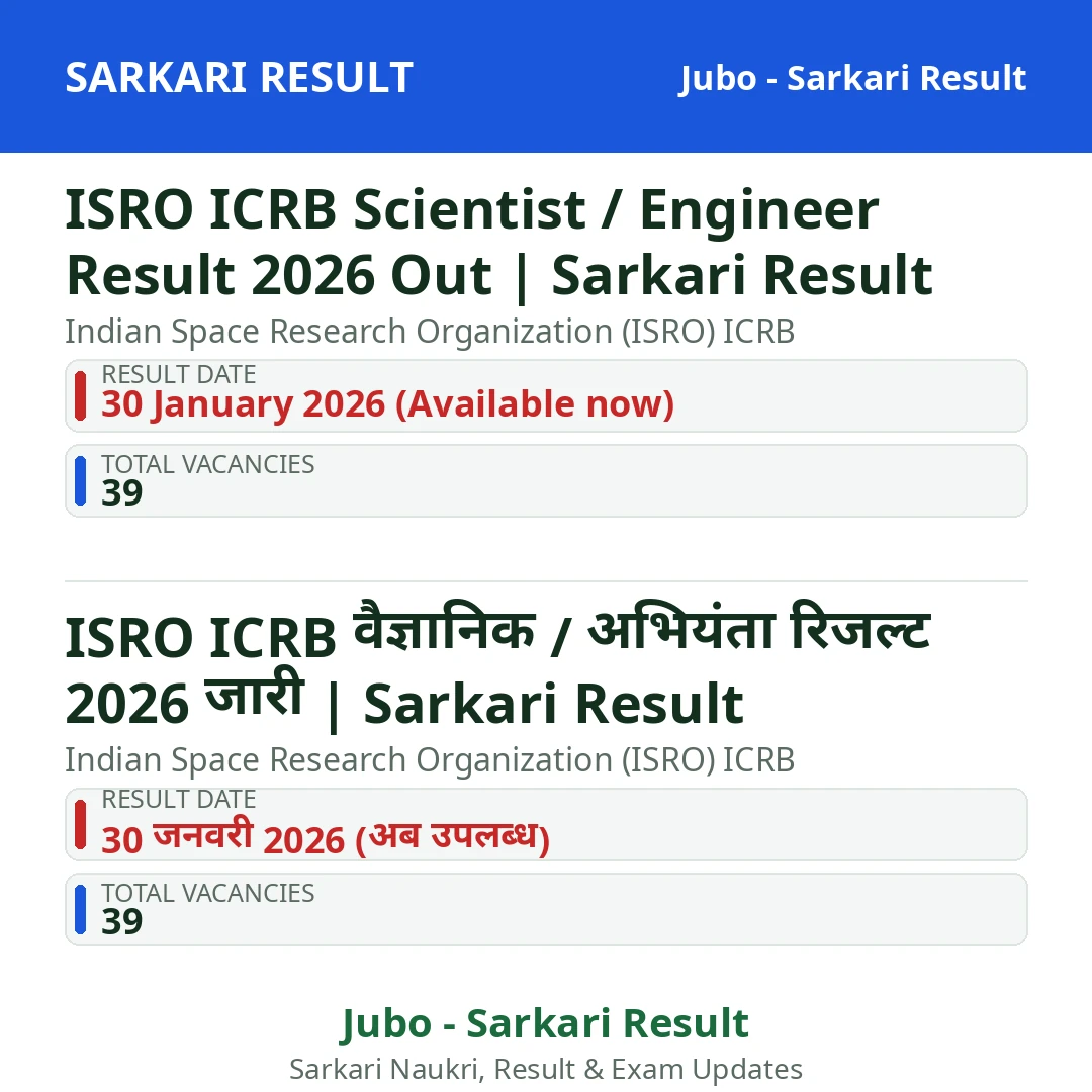 ISRO ICRB Scientist / Engineer Result 2026 Out | Sarkari Result