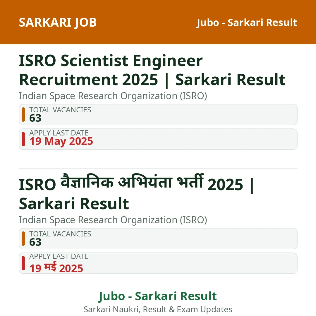ISRO Scientist Engineer Recruitment 2025 | Sarkari Result